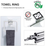 ZUN 5 PC Bathroom Accessory Set in Brushed Nickel Towel Bar Toilet Paper Holder Hook Towel Ring W1920P199986