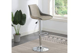 ZUN Dining Kitchen Adjustable Bar stool Chair Light Grey Wax Polyurethane Leather Chrome Base Modern Set B011P151353