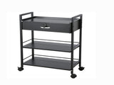 3-Tier Beauty Salon Trolley Cart with Lockable Drawer, MDF Rolling Storage Station, 4 Wheels 11809650