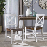 ZUN Roshan Farmhouse Acacia Wood Dining Chairs, White / Walnut 62888.00WWALN