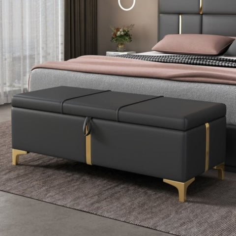 ZUN Elegant Upholstered Storage Ottoman,Storage Bench with Metal Legs for Bedroom,Living Room,Fully WF310944AAB