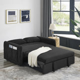 55" Modern Convertible Sofa Bed with 2 Detachable Arm Pockets, Velvet Loveseat Sofa with Pull Out W119363989