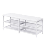 Twin size Metal Platform Bed with Two-Tier Storage Shelves, Wooden Storage Cabinet, White N737P199330K