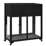 TOPMAX Patio 35.4''x17.7''x37.4'' Mini Wood Cold Frame, Compact 2 Doors Garden Greenhouse with N717P229026B