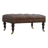 Artisan Furniture Solid Wood Buffalo Leather Ottoman B182P202520