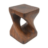 MGO Twist Shape Side Table, Wood-like texture, 	antique brown Color N770P212233A