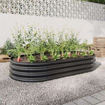 ZUN Raised Garden Bed Outdoor, Oval Large Metal Raised Planter Bed for for Plants, Vegetables, and 18109543