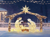 6ft Brown Roof 190LED Lights Nativity Scene Garden Jesus Decoration 09152925