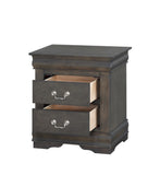 Dark Grey 2-Drawer Nightstand B062P209407
