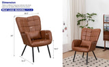 Bonded Leather Armchair, Modern Accent Chair High Back, Living Room Chairs with Metal Legs and Soft W2105P145981