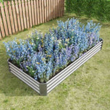 ZUN Raised Garden Bed Kit - Metal Raised Bed Garden 7.6x3.7x0.98ft for Flower Planters, Vegetables Herb 30888205