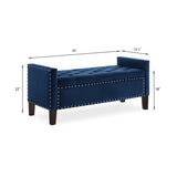Upholstered Tufted Button Storage Bench with nails trim,Entryway Living Room Soft Padded Seat with W2186139088