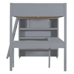 ZUN Full Size Loft Bed with Desk and Shelf - Gray 55051044