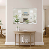 48x32 Oversized Modern Rectangle Mirror with SIlver Frame Decorative Large Wall Mirrors for W708P297399