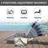 Pool Lounge Chairs Set of 3, Adjustable Aluminum Outdoor Chaise Lounge Chairs with Metal Side Table, W1859109831