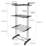 ZUN Clothes Rack Rolling Collapsible Laundry Dryer Hanger Stand Rail Shelve Wardrobe Clothing 66005326