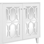 ZUN Buffet Cabinet with Adjustable Shelves, 4-Door Mirror Hollow-Carved TV stand for TVs Up to 70'', 12838098