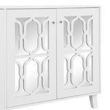 ZUN Buffet Cabinet with Adjustable Shelves, 4-Door Mirror Hollow-Carved TV stand for TVs Up to 70'', 12838098