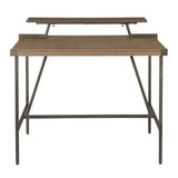 Gia Industrial Counter Table in Antique Metal and Brown Wood-Pressed Grain Bamboo by LumiSource B202P223309