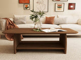 Modern minimalist living room coffee table, 47 inch double-layer rectangular with storage function, W1727P356443