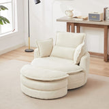 38"W Oversized Swivel Chair with moon storage ottoman for Living Room, Modern Accent Round Loveseat W834P150050