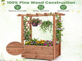 Natural Pine Wood Raised Garden Bed with Trellis & Hanging Roof, Elevated Wooden Planter Box with 62186901