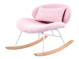 25.59"W x 33.66"D x 29.53"H Indoor Teddy Fabric Rocking Chair, Soft Fluffy Lounge Rocker with White 96668608