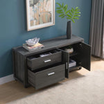 ZUN Home Office Mobile File Credenza with Two Drawers, Two Door Cabinet in Distressed Gray B107131296