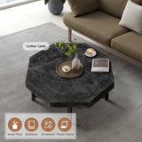 Wood Octagonal Vintage Patchwork Craft Farmhouse 30 Inch Wooden Top Cross Metal Legs Coffee W1445P193123