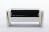 032-Teddy Fabric Storage Bench Bedroom Bench With Gold Metal Trim Strip For Living Room Bedroom W527122008