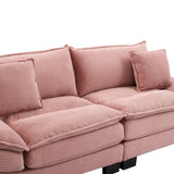 Corduroy Sofa Sleeper Couch Loveseat Sofa with Pillows Comfy Upholstered Deep Seat Sofa for W676P227339