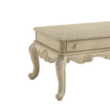 ZUN Antique White 2-Drawer Coffee Table with Cabriole Leg B062P209108