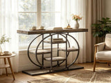 Industrial Sofa Table 39.4" Console Table with Storage Shelves Rustic Oak Finish for Living Room 44555541