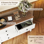 ZUN Retro Farmhouse Style Wooden Dresser with 6 Drawer, Storage Cabinet for Bedroom, White+Brown 90598838