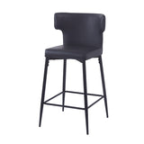 ZUN 28inch Counter Height Bar Stools Set of 2, Modern Bar Upholstered Chairs with PU Leather, Metal N762P199304B