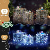 Lighted Iridescent Gift Boxes Set of 3, Pre-lit Nestable Present Boxes Ornament with 140 LED Warm 52441280