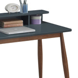 ZUN Roskilde Mid-Century Modern Wood Writing Desk with Hutch, Grey T2574P164624