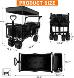Collapsible Wagon cart with Removable Canopy, Large All Terrain Wheels, Brake, Adjustable 97222851
