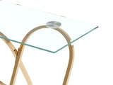 43.3" Modern Tempered Glass Console Table with Ring-Shaped Frames, Metal Frame and Clear Tempered W757P509978