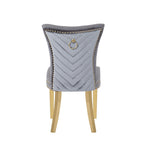 ZUN Eva 2 Piece Gold Legs Dining Chairs Finished with Velvet Fabric in Gray B00960893