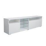 ZUN TV Stand High Gloss Doors Modern TV Stand LED W33128904