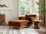Knox 65" Modern Farmhouse Chaise Lounge Chair, Burnt Orange Performance Velvet B2719P391773