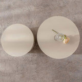 Beige Nesting Coffee Table Set of 2 Modern Drum Side Table End Table Wave Stripe Round Coffee Table W3081P254991