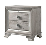 Contemporary 1pc Light Gray Brown Finish 2 Storage Drawer Nightstand End Table Mirrored Accents ESFCRMB7200-2