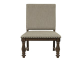 Traditional Classic Brown Dinng Chair Set of 2 Beige Fabric Upholstered Nailhead Trim Wooden Dining B011P188432