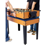 ZUN 5-in-1 Multi-Game Table - Billiards, Push Hockey, Foosball, Ping Pong, and Basketball brown /blue 17255780