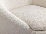 Winnie Modern Teddy Boucle Fabric Barrel Chair, 360&deg Swivel, White T2574P184972