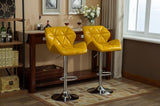 Glasgow Contemporary Tufted Adjustable Height Hidraulic Bar Stools, Set of 2, Yellow T2574P164869