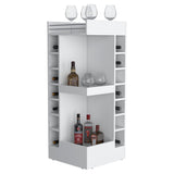 FM FURNITURE Lamer Corner Bar Cabinet with Wine Rack and Open Shelf, White B128P269882