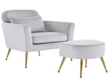 Half Disassembled Single Chair With Gold Feet And Pedals Flannelette Indoor Leisure Chair Light Gray 57652895